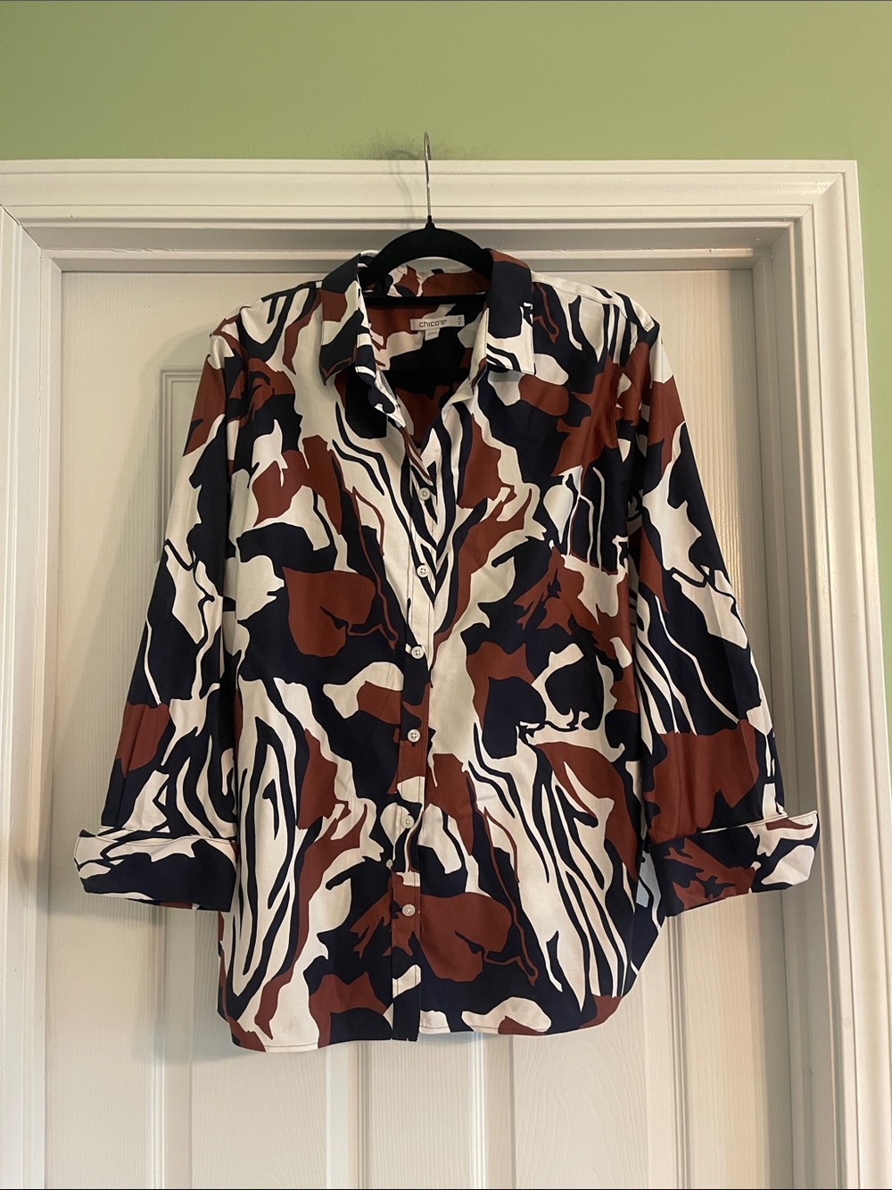 Chico’s No Iron™ Two Tone Print Tunic Shirt-Sz XXL